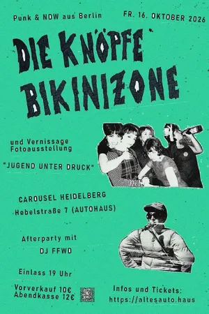 Event-Bild: Die Knöpfe und Bikinizone (Punk/NDW, Berlin) + Vernissage "Jugend unter Druck"