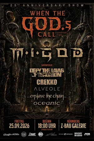 Event-Bild: M.I.GOD. - 25th Anniversary Show w/ Defy The Laws Of Tradition + Oceanic + Alveole + Enslave The Chain + Crekko