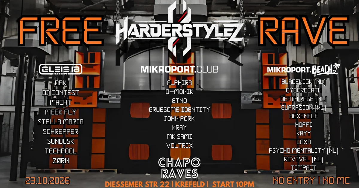 Flyer: FREE RAVE – HARDER STYLEZ x CHAPO RAVES