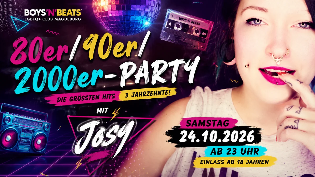Flyer: 80er/90er/2000er-Party mit Josy Flyer: 80er/90er/2000er-Party mit Josy