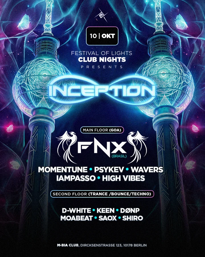 Flyer: Inception x Festival of Lights - Club Nights Flyer: Inception x Festival of Lights - Club Nights