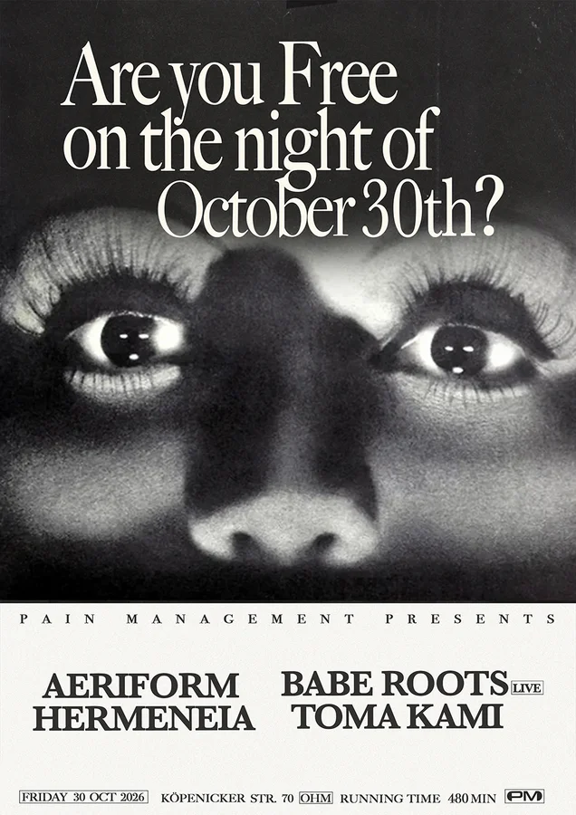 Flyer: Pain Management: Babe Roots (live), Toma Kami, Hermeneia, aeriform Flyer: Pain Management: Babe Roots (live), Toma Kami, Hermeneia, aeriform