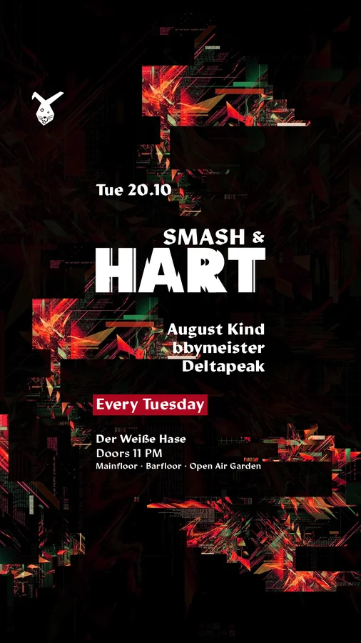 Flyer: Smash & HART ◢◤ Tuesday Rave [free entry until midnight*]