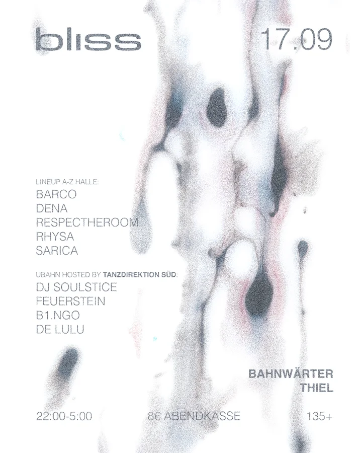 Flyer: 135+ mit Bliss & Tanzdirektion Süd Flyer: 135+ mit Bliss & Tanzdirektion Süd
