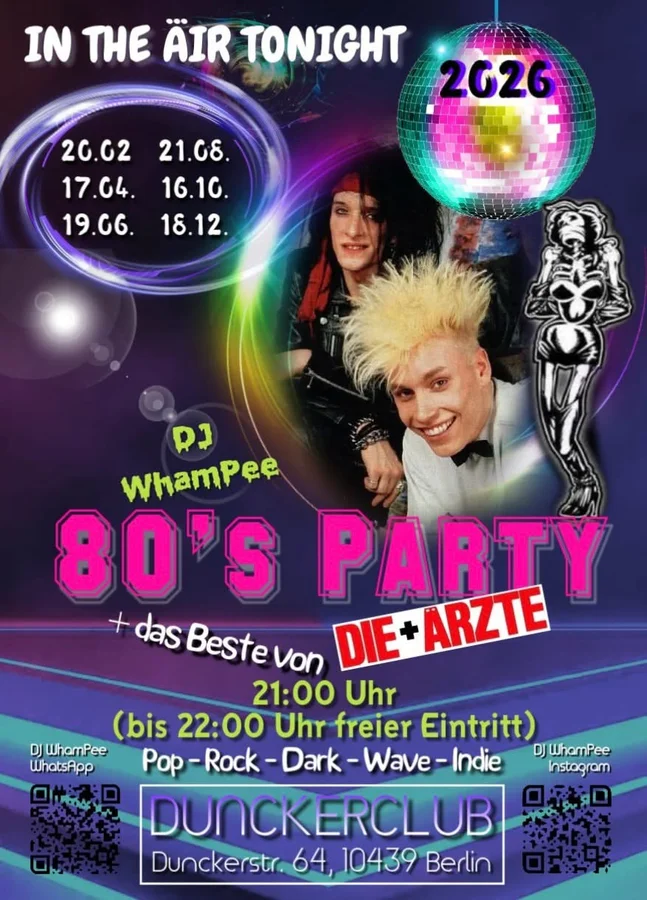 Flyer: 'IN THE ÄIR TONIGHT' Die 80er-Party by DJ WhamPee Flyer: 'IN THE ÄIR TONIGHT' Die 80er-Party by DJ WhamPee