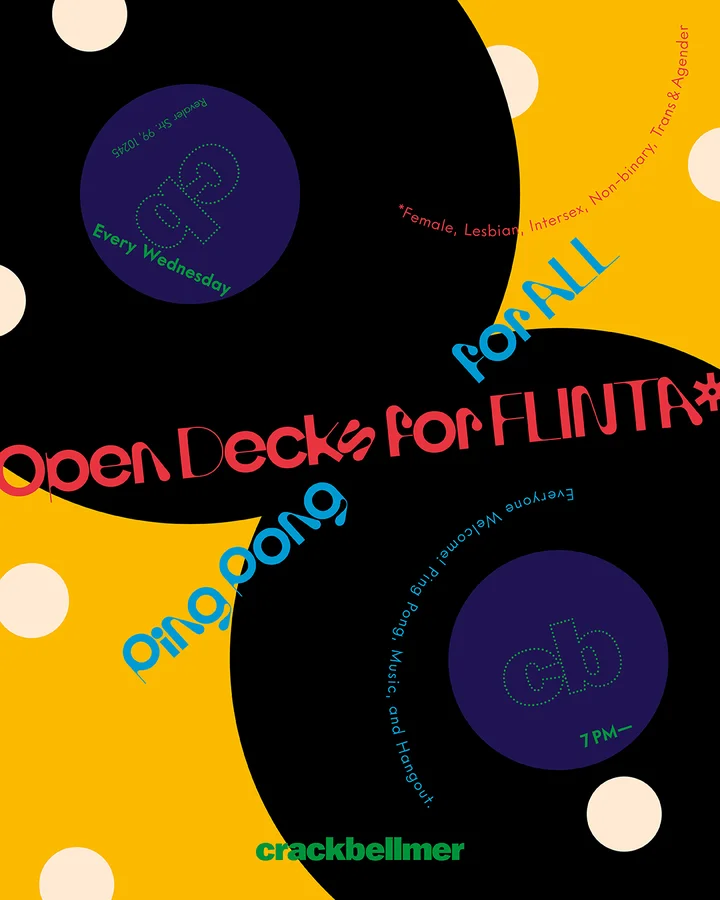 Flyer: OPEN DECKS FOR FLINTA* PING PONG FOR ALL