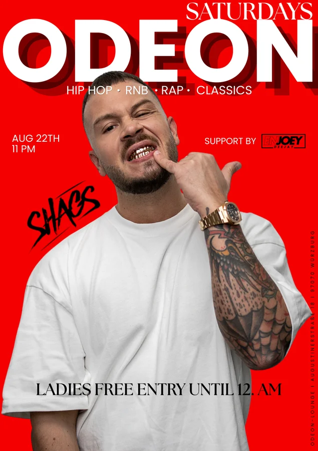 Flyer: ODEON SATURDAYS W/ DJ SHAGS & DJ ENJOEY Flyer: ODEON SATURDAYS W/ DJ SHAGS & DJ ENJOEY