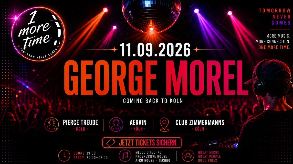 Flyer: 1 More Time in Club Zimmermanns. Launch party mit George Morel