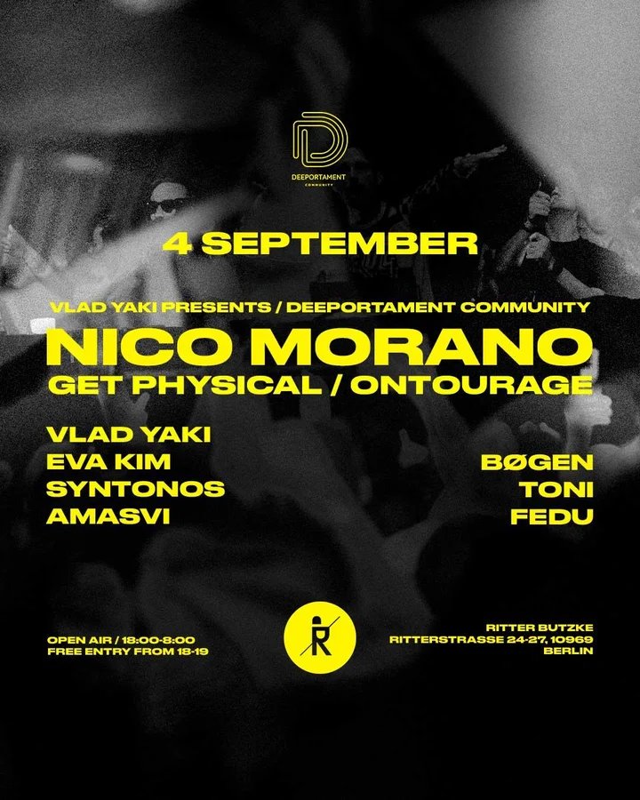 Flyer: Deeportament Community w/ Nico Morano (Open Air & Indoor)