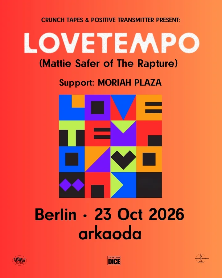Flyer: lovetempo (Mattie Safer of The Rapture), Moriah Plaza Flyer: lovetempo (Mattie Safer of The Rapture), Moriah Plaza