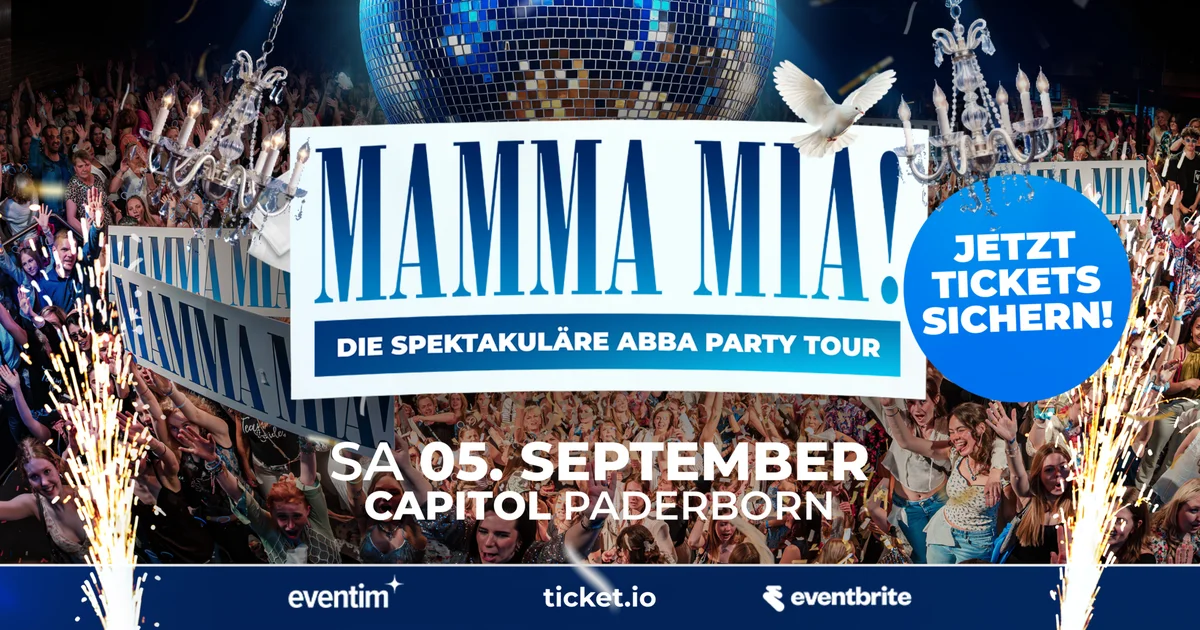 Flyer: GIMME GIMME PARTY! – DIE GROSSE ABBA & MAMMA MIA MITSINGPARTY IN PADERBORN Flyer: GIMME GIMME PARTY! – DIE GROSSE ABBA & MAMMA MIA MITSINGPARTY IN PADERBORN