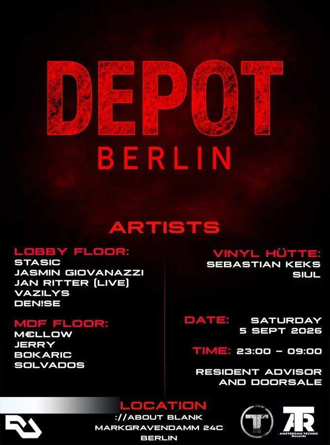 Flyer: Amsterdam Techno Records and DEPOT BERLIN [Amsterdam & Berlin]