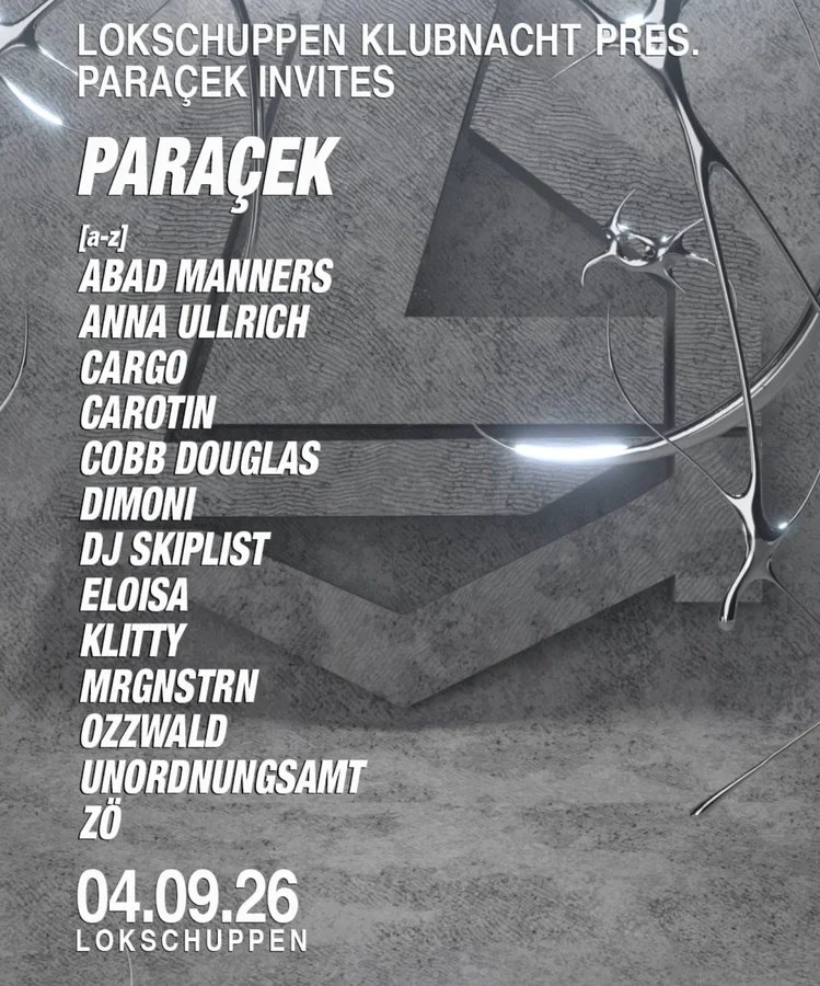Flyer: LOKSCHUPPEN KLUBNACHT pres. PARACEK INVITES w CARGO, MRGNSTRN + MORE Flyer: LOKSCHUPPEN KLUBNACHT pres. PARACEK INVITES w CARGO, MRGNSTRN + MORE