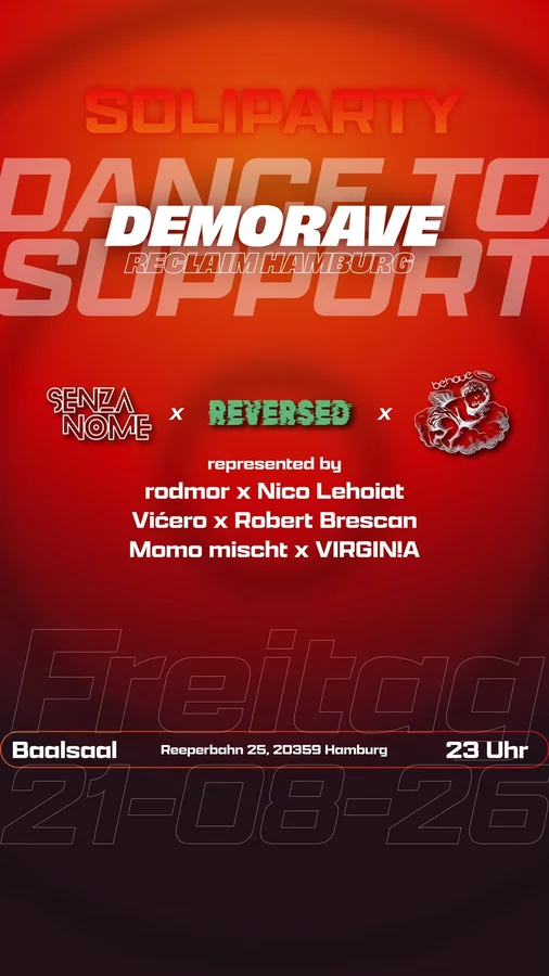 Flyer: SOLIRAVE by Senza Nome x behave x REVERSED Flyer: SOLIRAVE by Senza Nome x behave x REVERSED