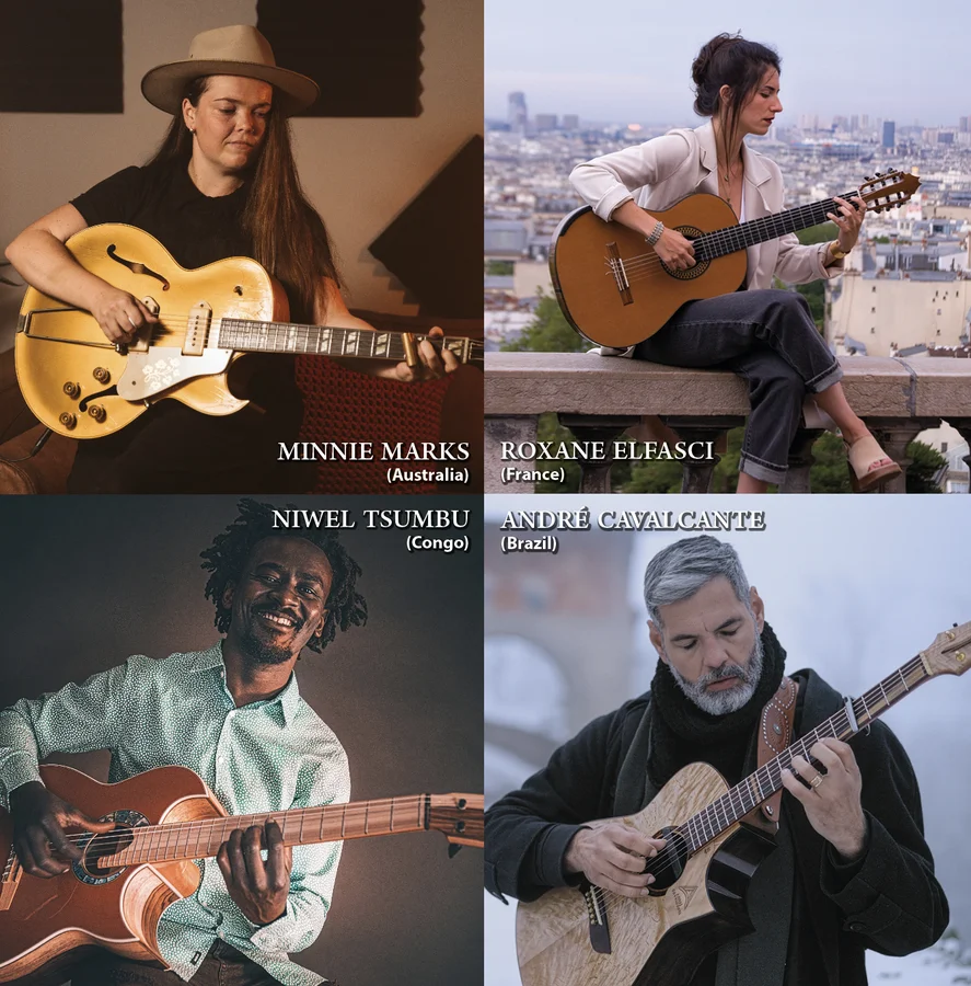 Flyer: NACHT DER GITARREN 2026 feat. MINNIE MARKS, ROXANE ELFASCI, NIWEL TSUMBU, ANDRÉ CAVALCANTE Flyer: NACHT DER GITARREN 2026 feat. MINNIE MARKS, ROXANE ELFASCI, NIWEL TSUMBU, ANDRÉ CAVALCANTE