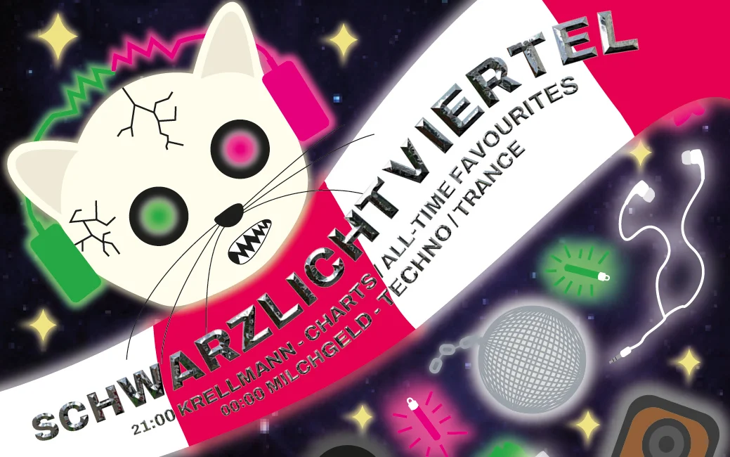 Flyer: SCHWARZLICHTVIERTEL – Neon-Party Flyer: SCHWARZLICHTVIERTEL – Neon-Party