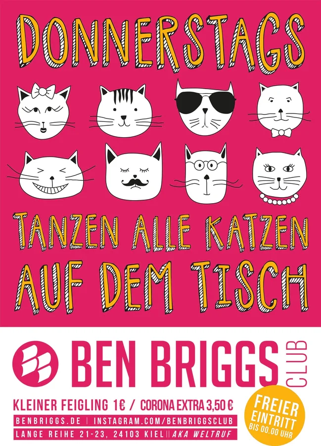 Flyer: ✪ DONNERSTAGS ✪ TANZEN ALLE KATZEN AUF DEM TISCH ✪ Flyer: ✪ DONNERSTAGS ✪ TANZEN ALLE KATZEN AUF DEM TISCH ✪