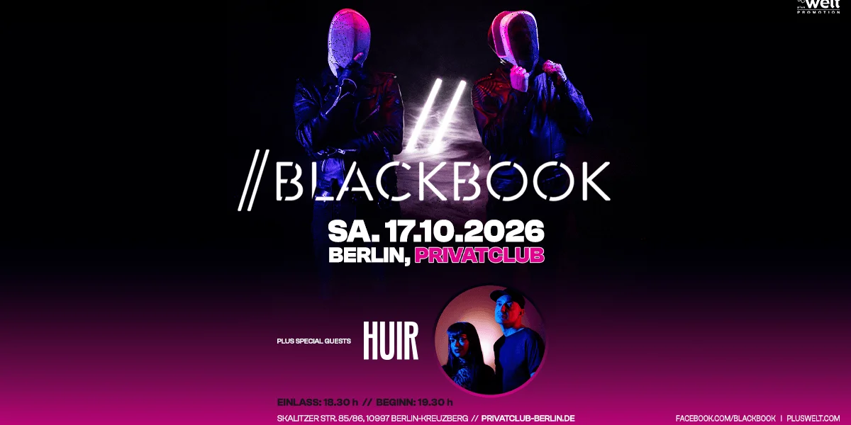 Flyer: BLACKBOOK - + special guests: Huir Flyer: BLACKBOOK - + special guests: Huir