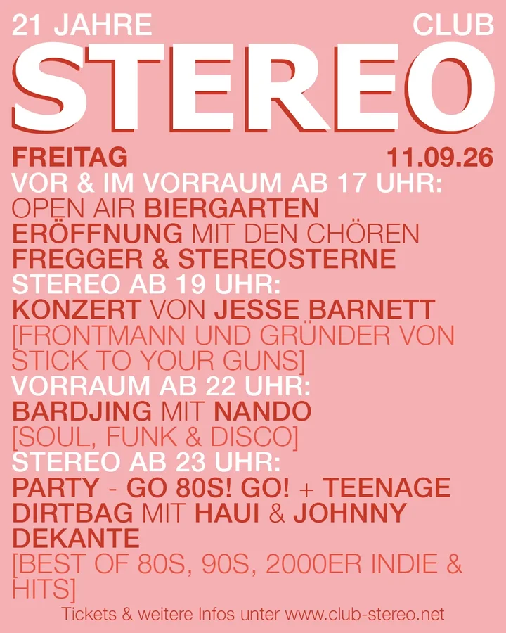 Flyer: 21 Jahre Stereo – Freitag