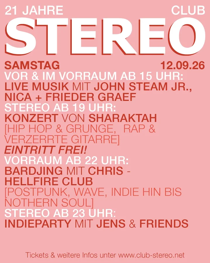 Flyer: 21 Jahre Stereo – Samstag