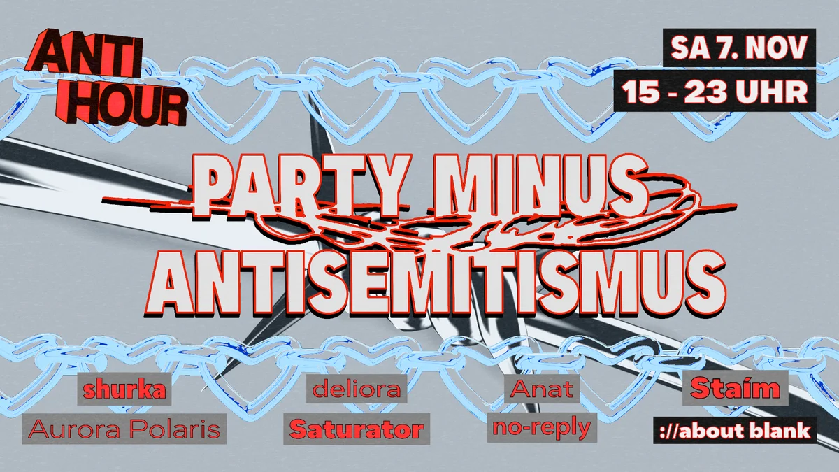 Flyer: ANTIHOUR - Party minus Antisemitismus Flyer: ANTIHOUR - Party minus Antisemitismus
