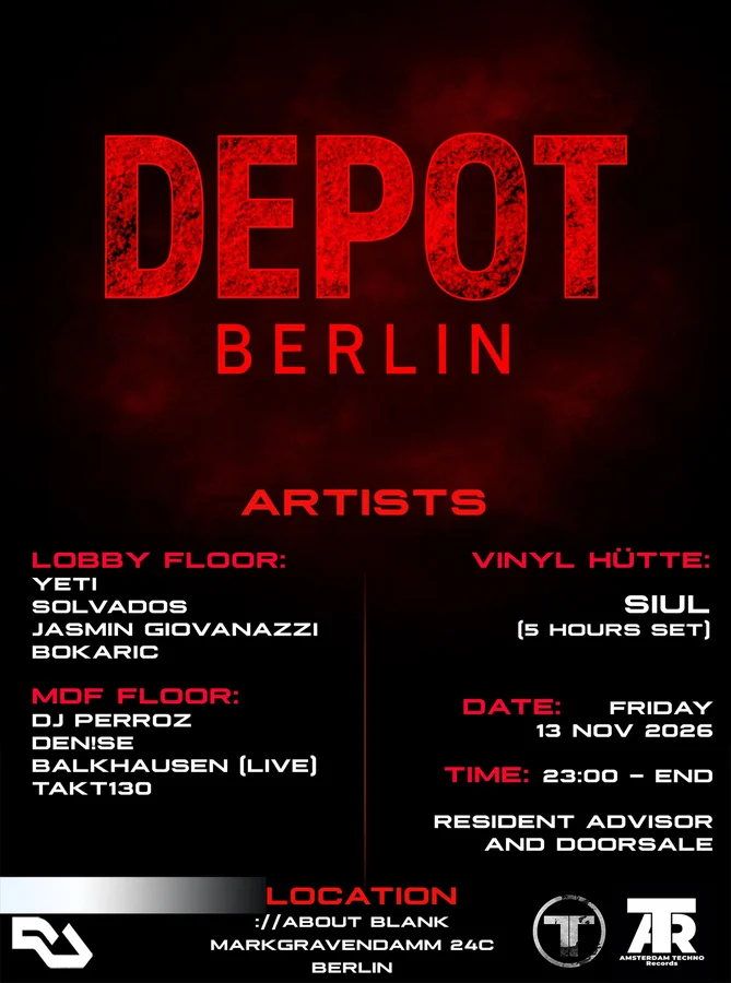 Flyer: Amsterdam Techno Records and DEPOT BERLIN [Amsterdam & Berlin]