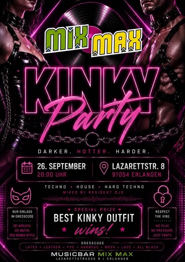 Flyer: KINKY PARTY DARKER. HOTTER. HARDER. Flyer: KINKY PARTY DARKER. HOTTER. HARDER.