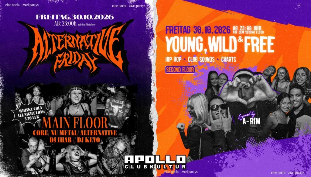 Flyer: ALTERNATIVE FRIDAY (𝗺𝗮𝗶𝗻) + Young Wild & Free (𝘀𝗲𝗰𝗼𝗻𝗱) Flyer: ALTERNATIVE FRIDAY (𝗺𝗮𝗶𝗻) + Young Wild & Free (𝘀𝗲𝗰𝗼𝗻𝗱)