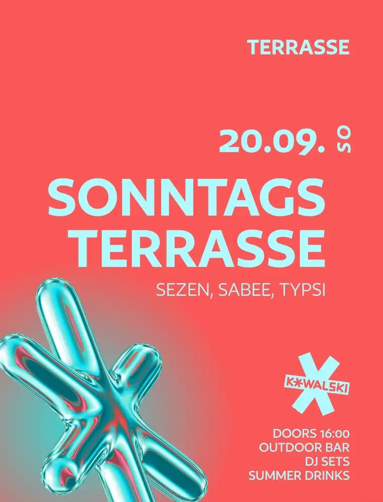 Flyer: SONNTAGS TERRASSE • Sezen, Sabee und Typsi Flyer: SONNTAGS TERRASSE • Sezen, Sabee und Typsi