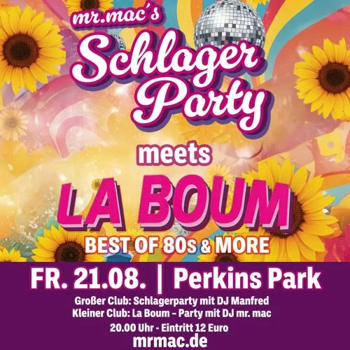 Flyer: MR. MAC’S SCHLAGERPARTY meets La Boum Flyer: MR. MAC’S SCHLAGERPARTY meets La Boum