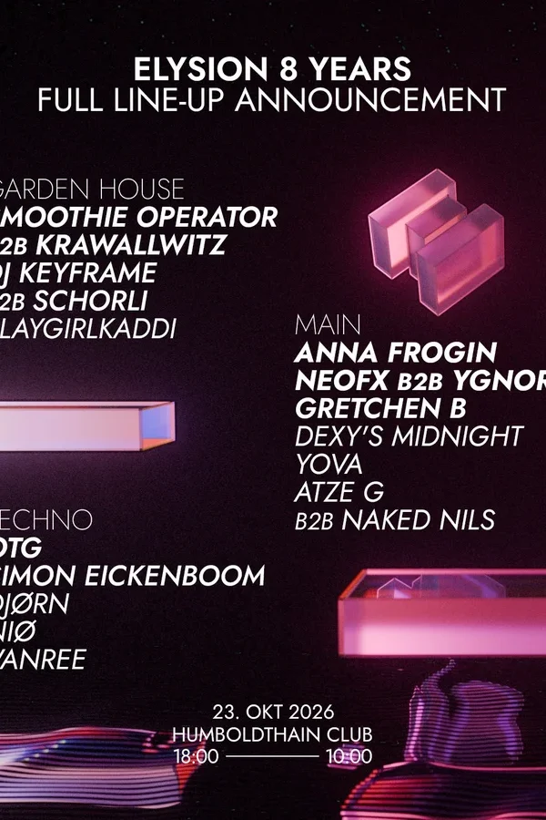 Event-Bild: Elysion 8 Years // 16 hrs // In- & Outdoor
