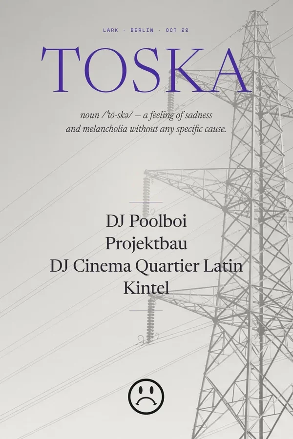 Event image: Projektbau presents TOSKA: dj poolboi, DJ Cinema Quartier Latin, Projektbau