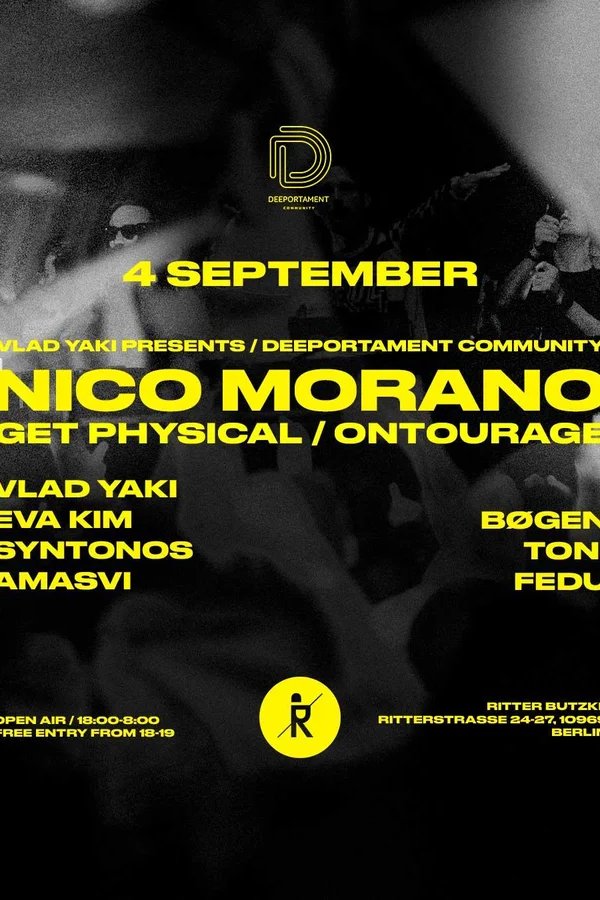 Event-Bild: Deeportament Community w/ Nico Morano (Open Air & Indoor)