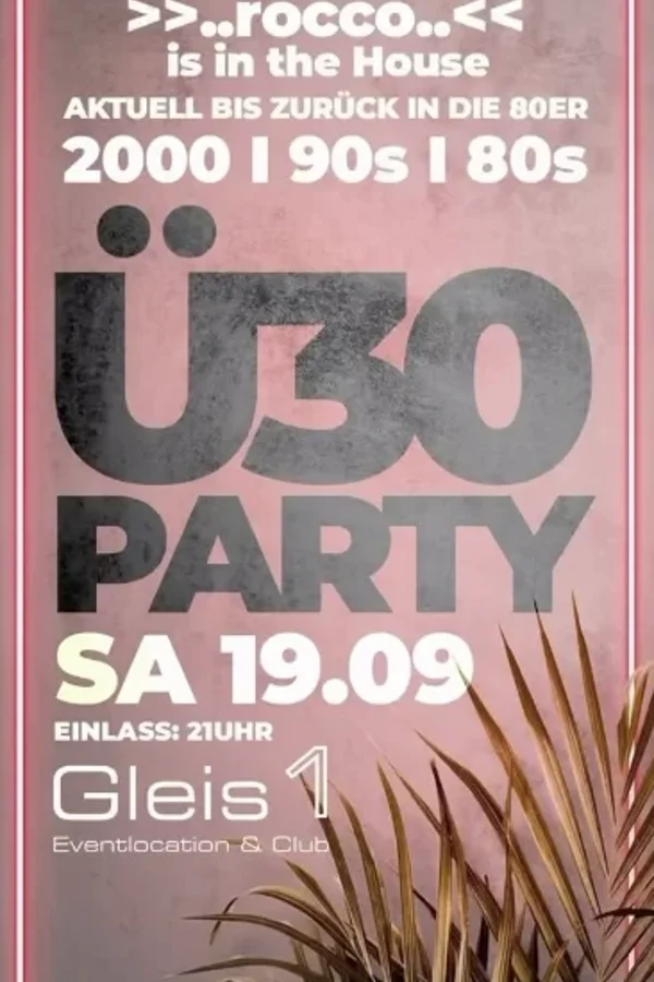 Event image:  Ü30 PARTY – BACK TO THE GOOD TIMES!
