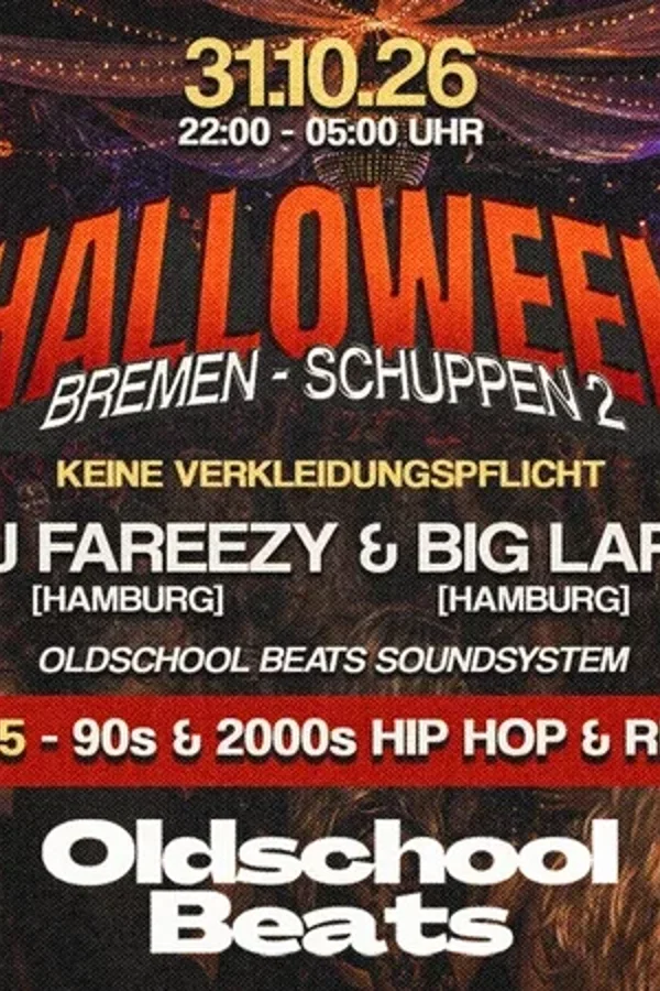 Event-Bild: Oldschool Beats Halloween Edition @ Schuppen 2 Bremen