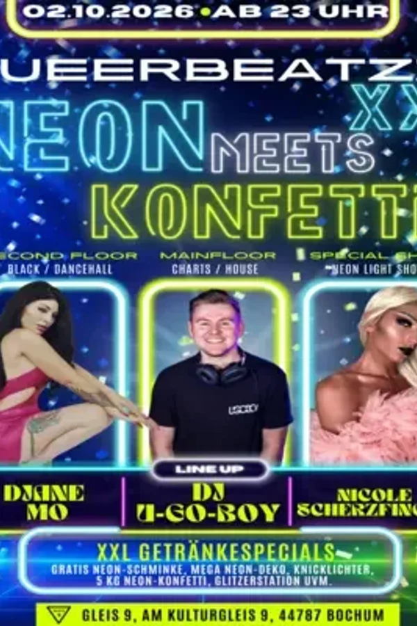 Event: Queerbeatzz XXL - Neon meets Konfetti Event-Bild: Queerbeatzz XXL - Neon meets Konfetti