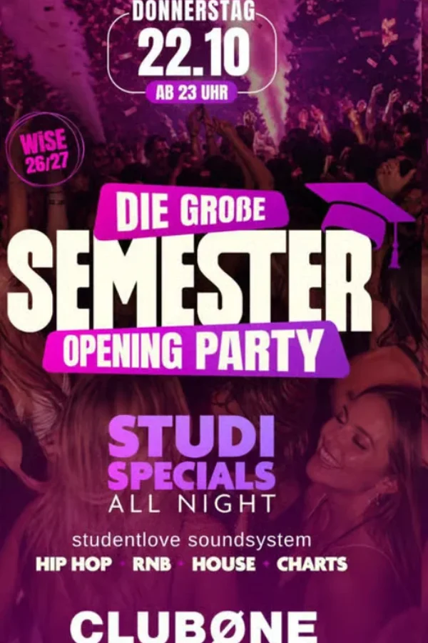 Event: DIE GROßE SEMESTER OPENING PARTY Event-Bild: DIE GROßE SEMESTER OPENING PARTY