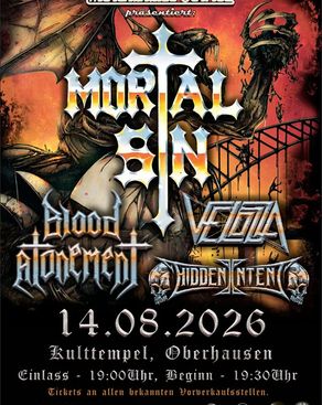 Event image: Mortal Sin, Velozza, Blood Atonement, Hidden Intent - 40 Years of Mayhemic Destruction