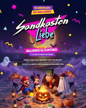 Event: SANDKASTENLIEBE – Heilbronn’s 90er & 2000er Party / Club Kaiser Skybar Halloween Event-Bild: SANDKASTENLIEBE – Heilbronn’s 90er & 2000er Party / Club Kaiser Skybar Halloween