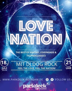 Event: LOVE NATION – The best of Mayday, Loveparade & Technoclassics mit DJ Dog Rock Event-Bild: LOVE NATION – The best of Mayday, Loveparade & Technoclassics mit DJ Dog Rock